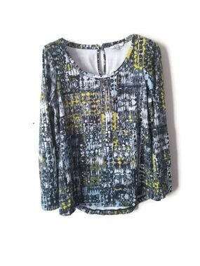 SANDWICH | abstract top long sleeved tee shirt green yellow size S